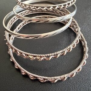 Chic Twisted  sterling Silver Bangle Set
